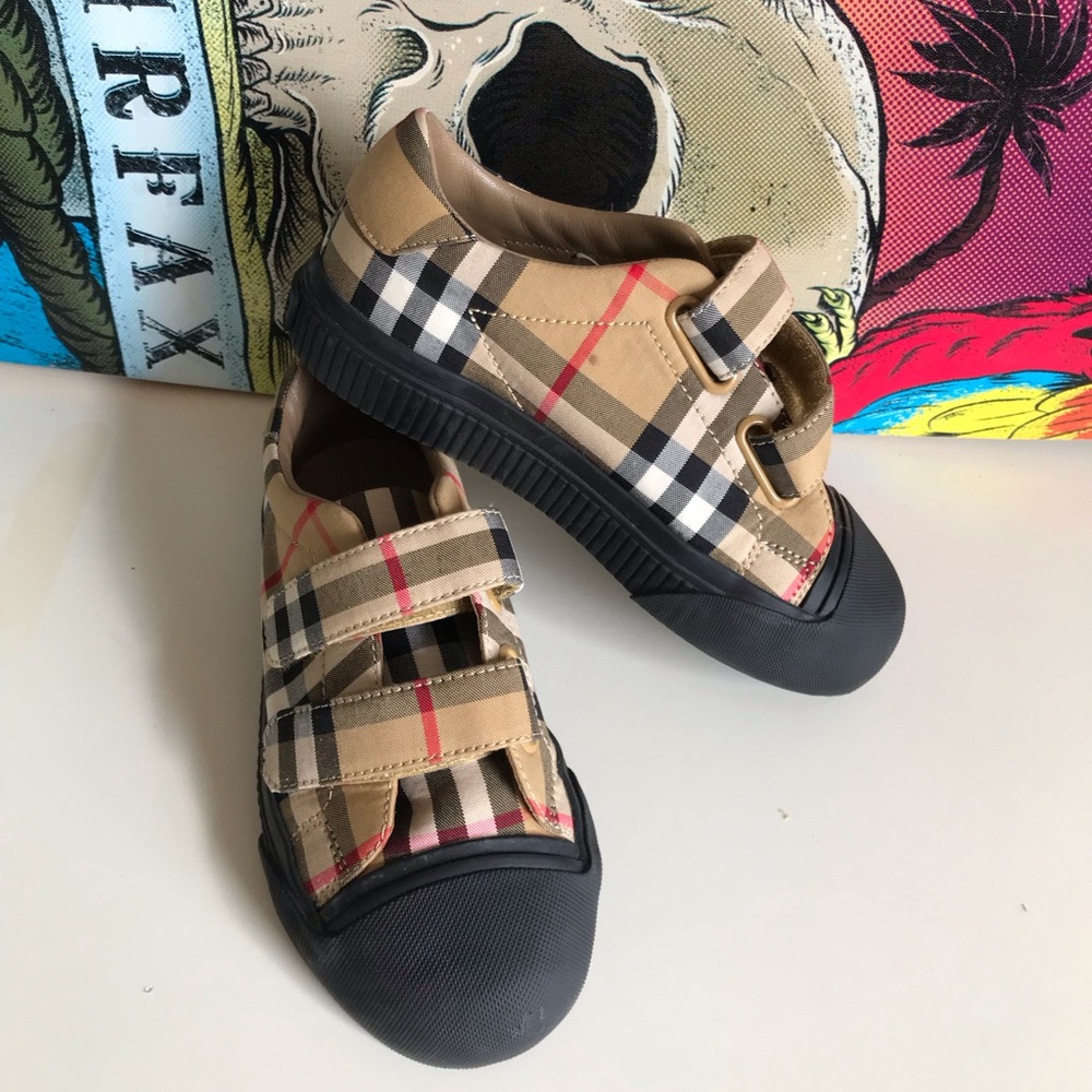 Burberry Kids Checkered Sneakers with Black Soles Sz29